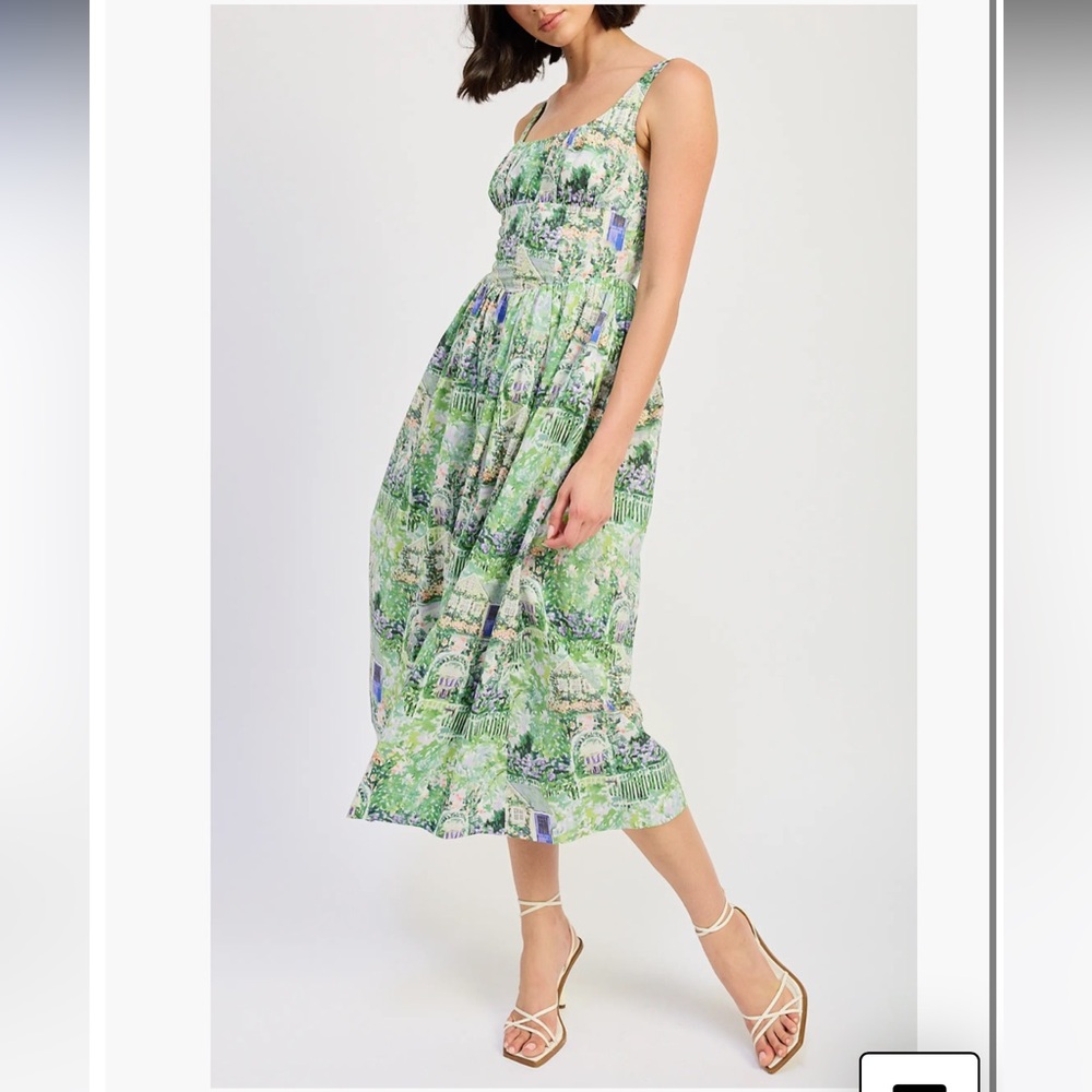 En Saison Molly Corset Cotton Tea Garden Midi Dress - New